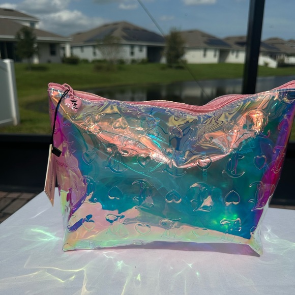 JUICY COUTURE holographic Cosmetic Travel Makeup Bag w/3 donut lip bombs!NWT!!! - Picture 5 of 6